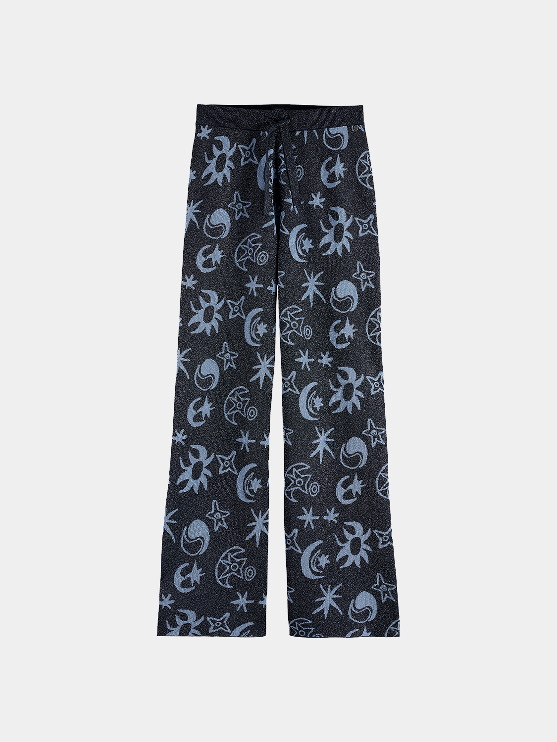 Jacquard knitted sweatpants from Scotch & Soda featuring a textured pattern and relaxed fit, shown in a neutral color.