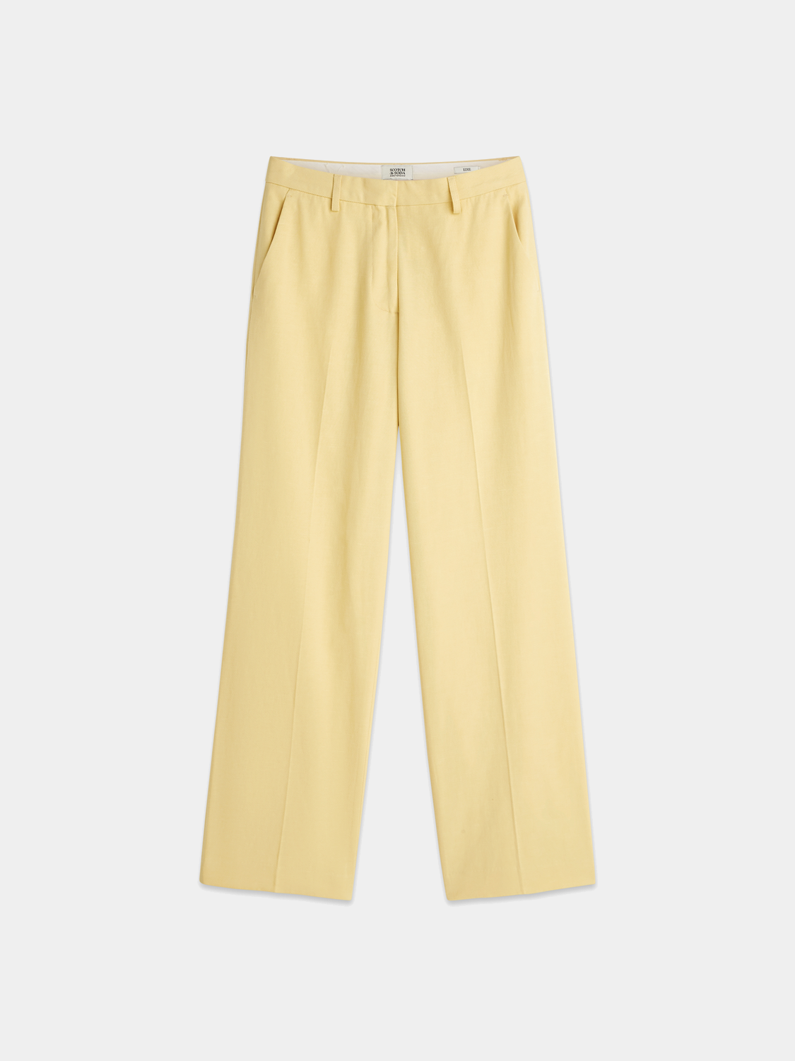 Wide-fit Edie pants by Scotch & Soda, shown in a neutral color, featuring a relaxed fit and stylish design for casual wear.