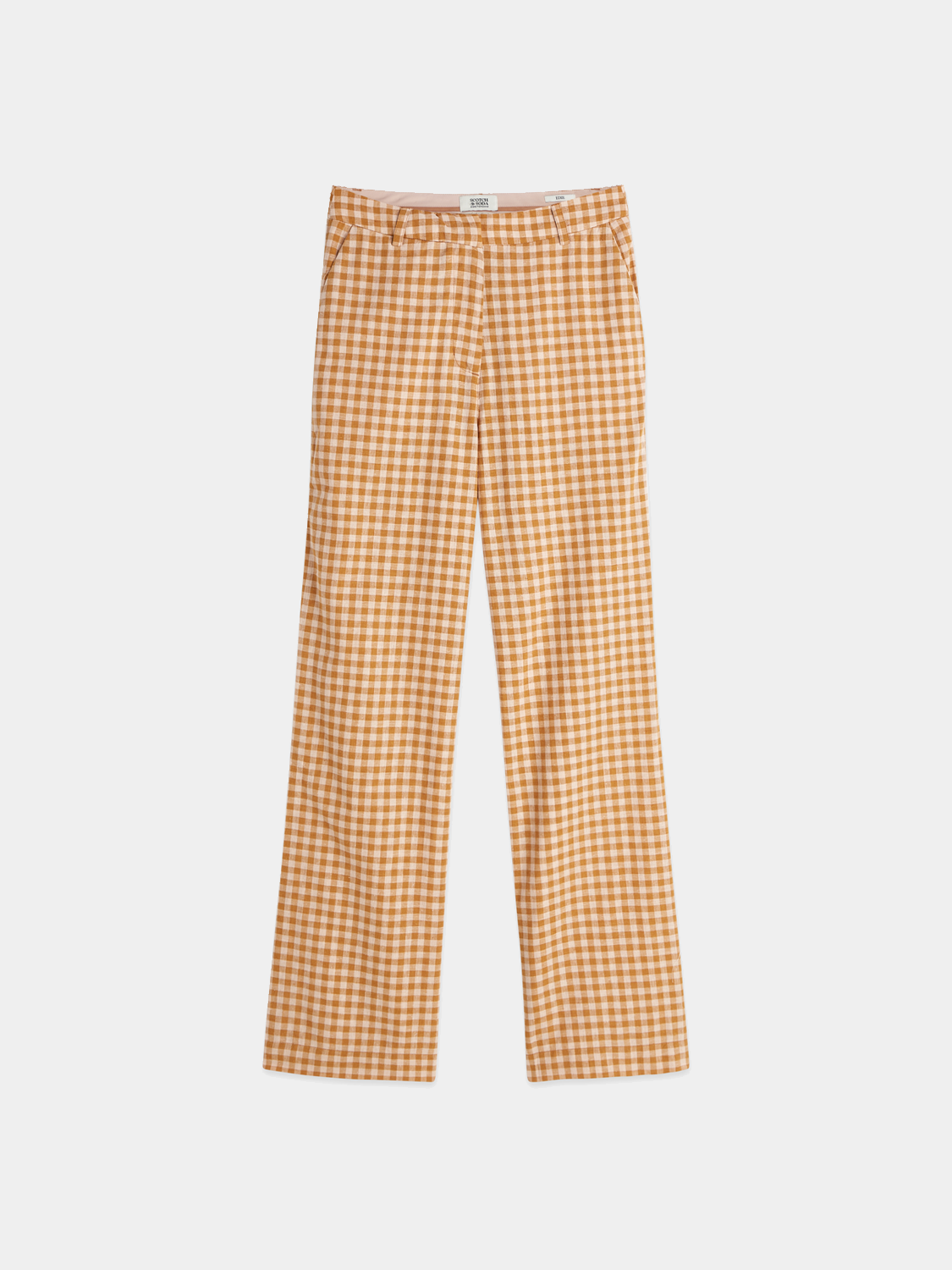 Wide-fit Edie pants by Scotch & Soda featuring a relaxed silhouette and classic design, shown in a neutral fabric.