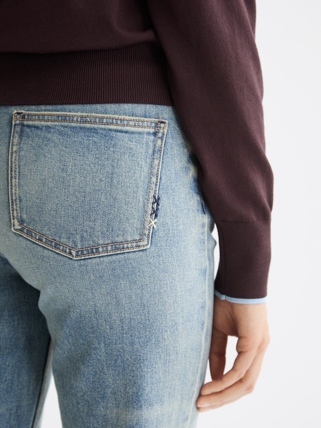 Sky straight-fit denim jeans by Scotch & Soda, showing classic five-pocket style and light blue wash.
