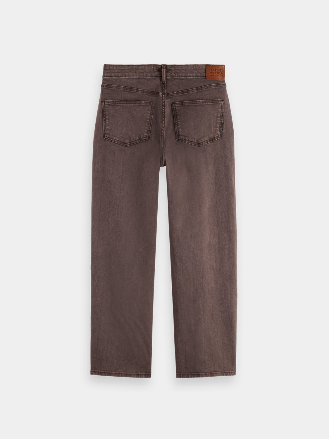 Sky straight-fit denim jeans by Scotch & Soda, shown in a back view, featuring classic five-pocket design and dark wash finish.