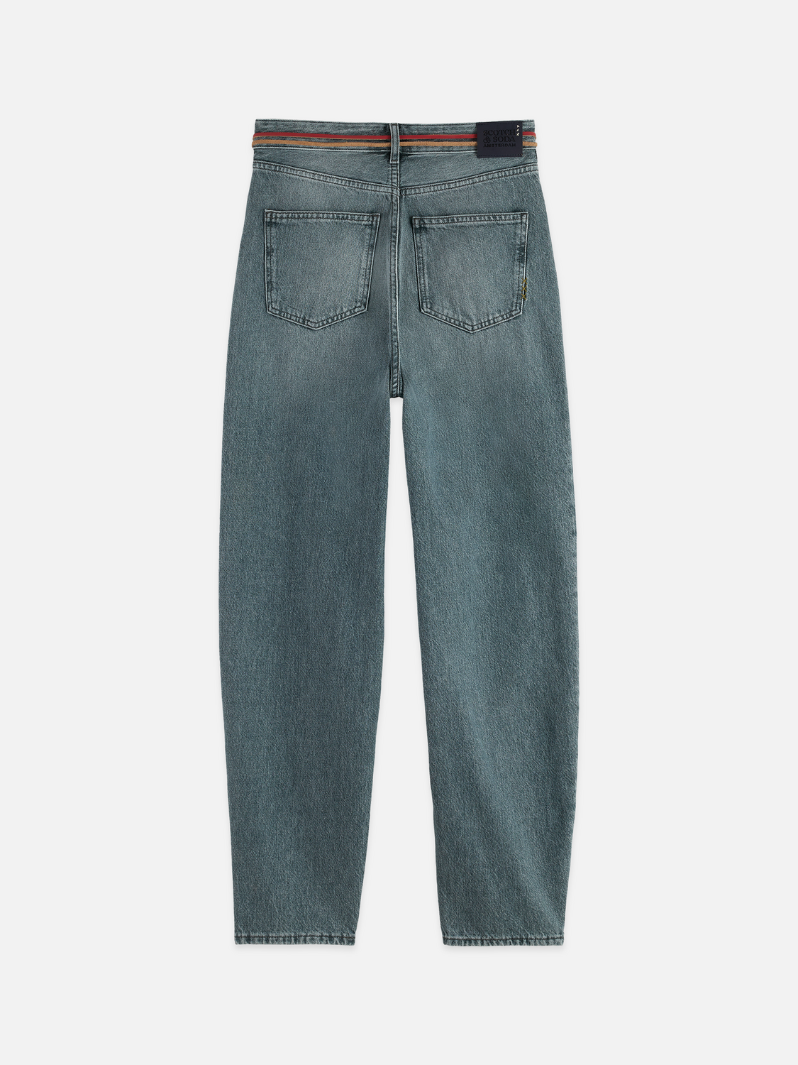 SCOTCH & SODA Tide balloon fit jeans in denim, showing the relaxed tapered silhouette and five-pocket design