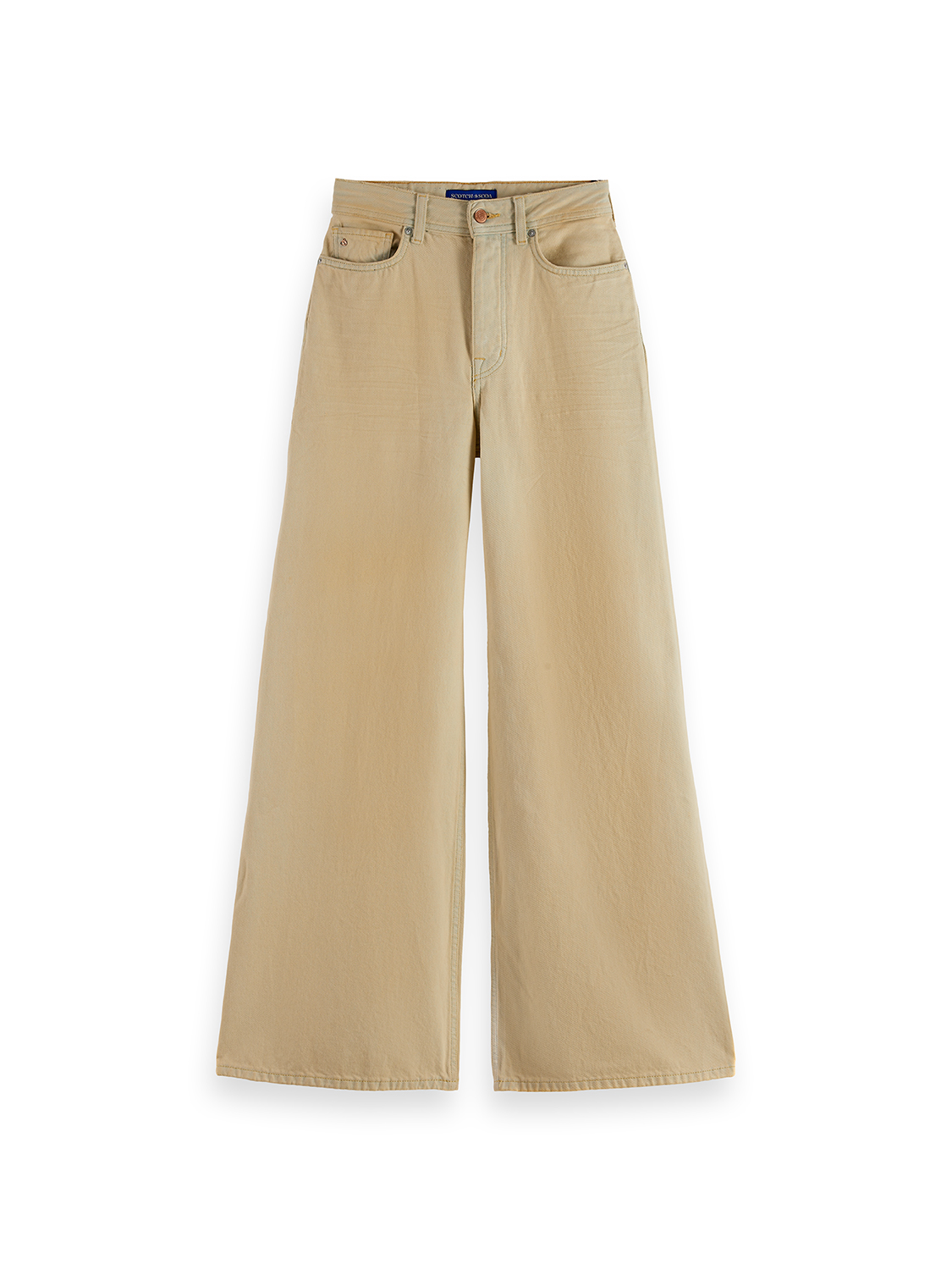 SCOTCH & SODA Wave wide leg fit jeans in blue denim, front view