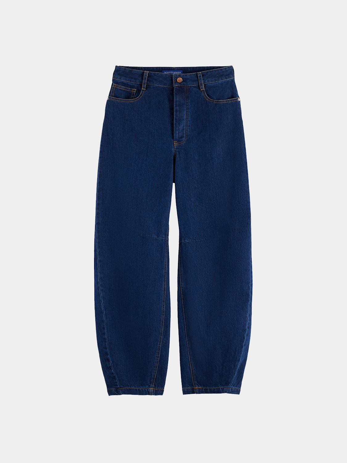 Blue denim Loop barrel leg jeans by Scotch & Soda with a relaxed fit and classic five-pocket design.