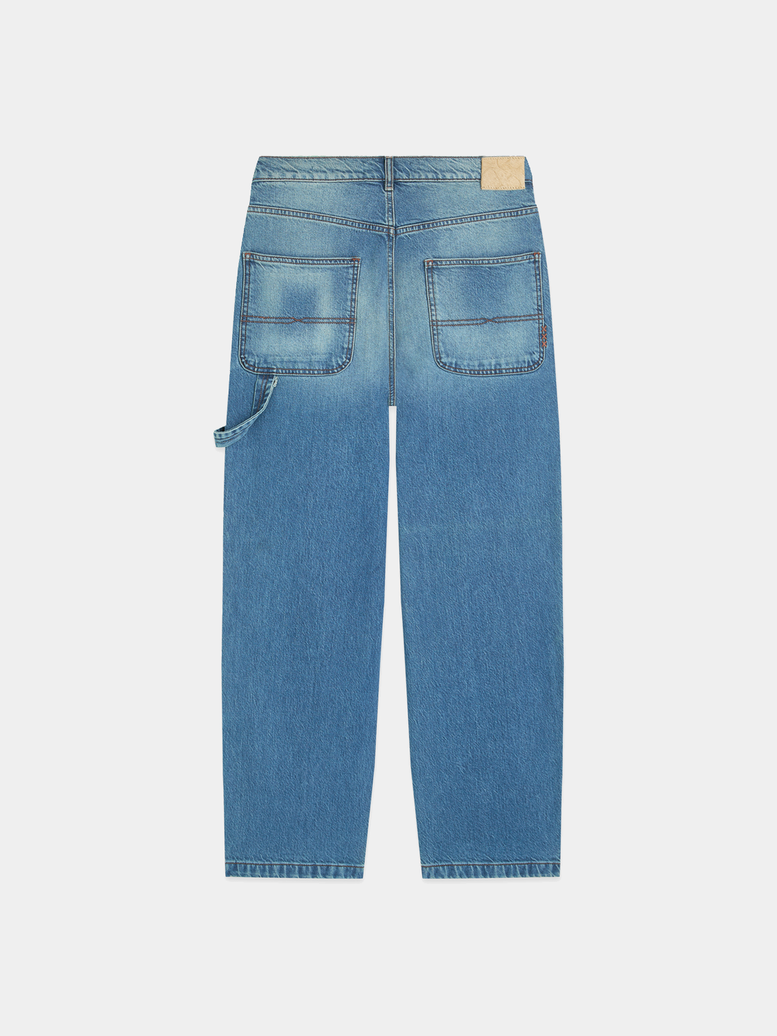SCOTCH & SODA Raine wide-fit denim jeans shown from the back, featuring a classic blue wash and relaxed fit.