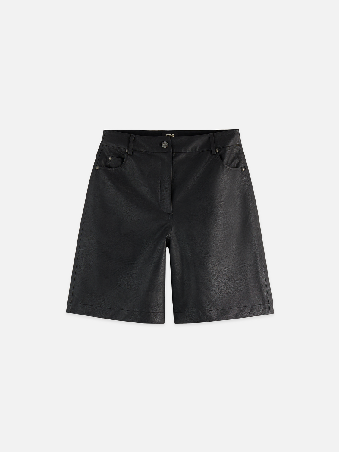 SCOTCH & SODA faux leather short in black, front view