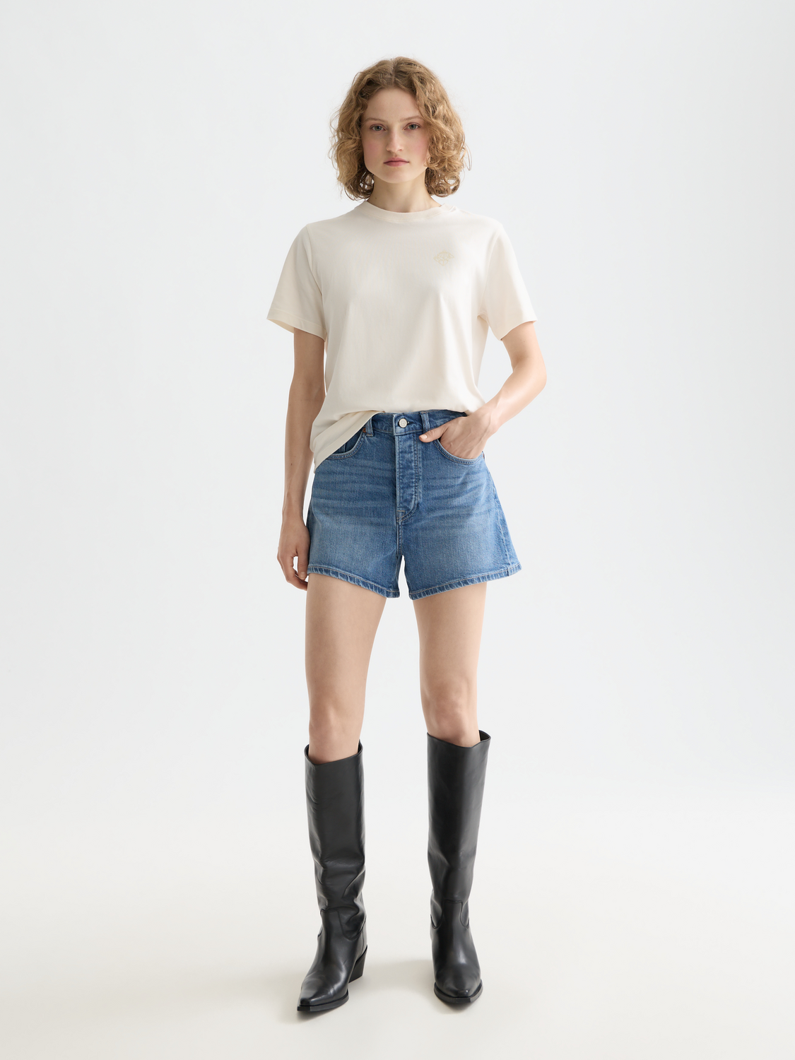 Ray denim shorts by Scotch & Soda, featuring classic denim fabric, mid-rise fit, and distressed detailing on the front.