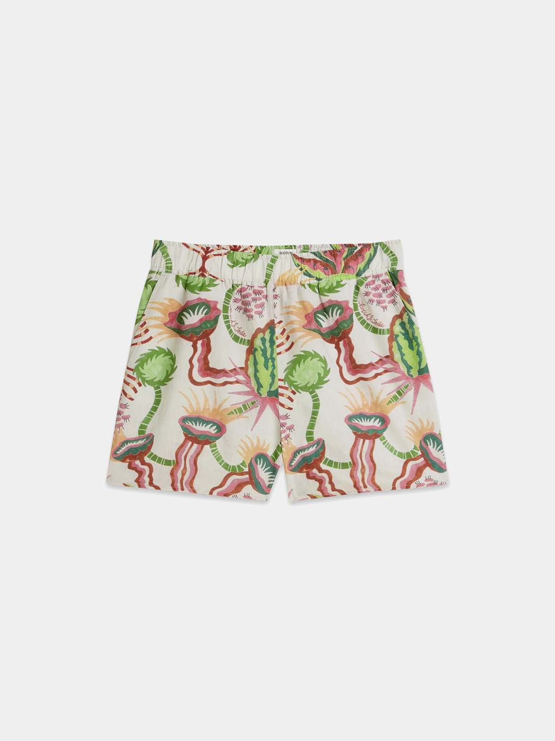 Light beige cotton-linen shorts from Scotch & Soda with a relaxed fit and casual style, displayed on a neutral background.