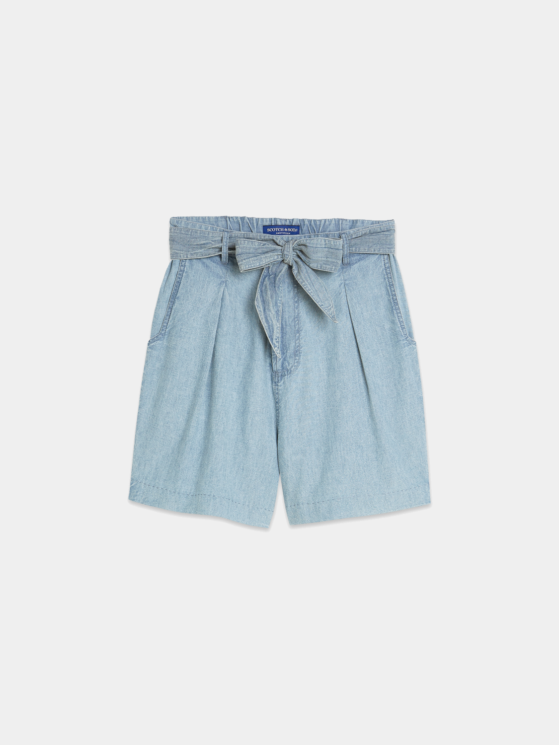 Blue denim shorts from Scotch & Soda with a casual fit and rolled hem, styled with a front button closure and classic five-pocket design.