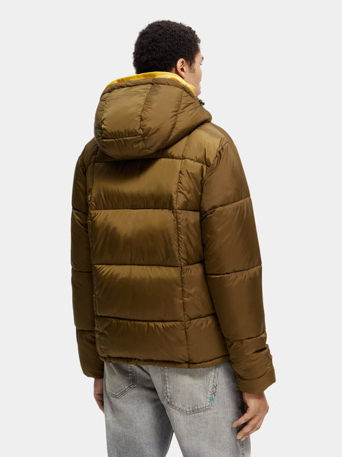 Water-repellent hooded puffer jacket – Scotch & Soda NZ