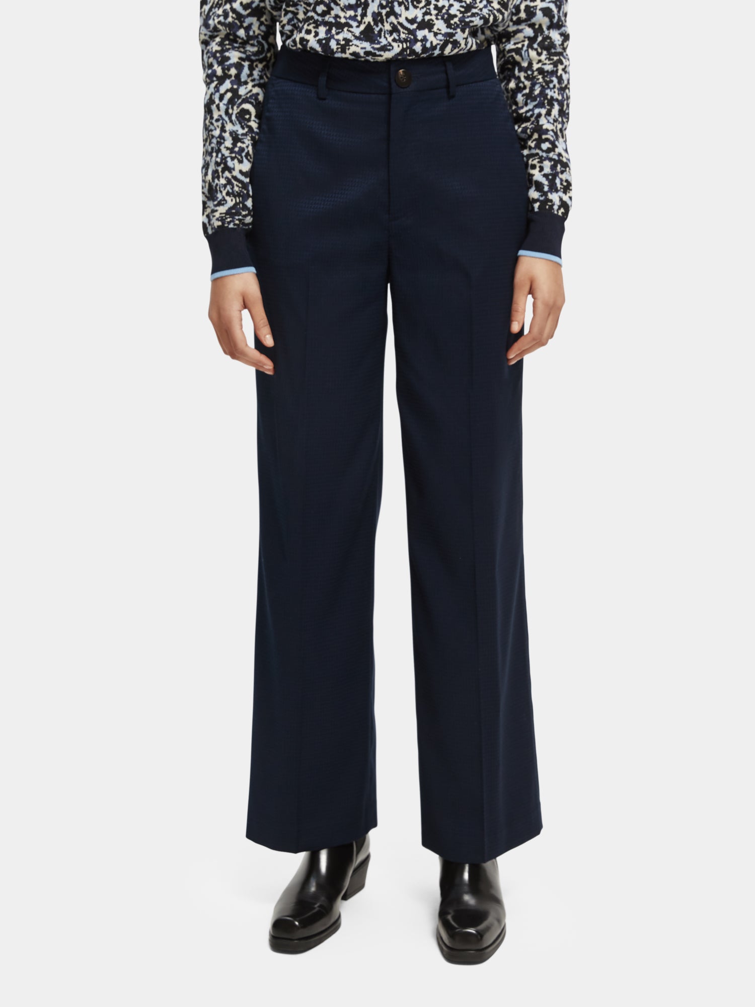 Edie - high-rise wide-leg trousers - Scotch & Soda NZ